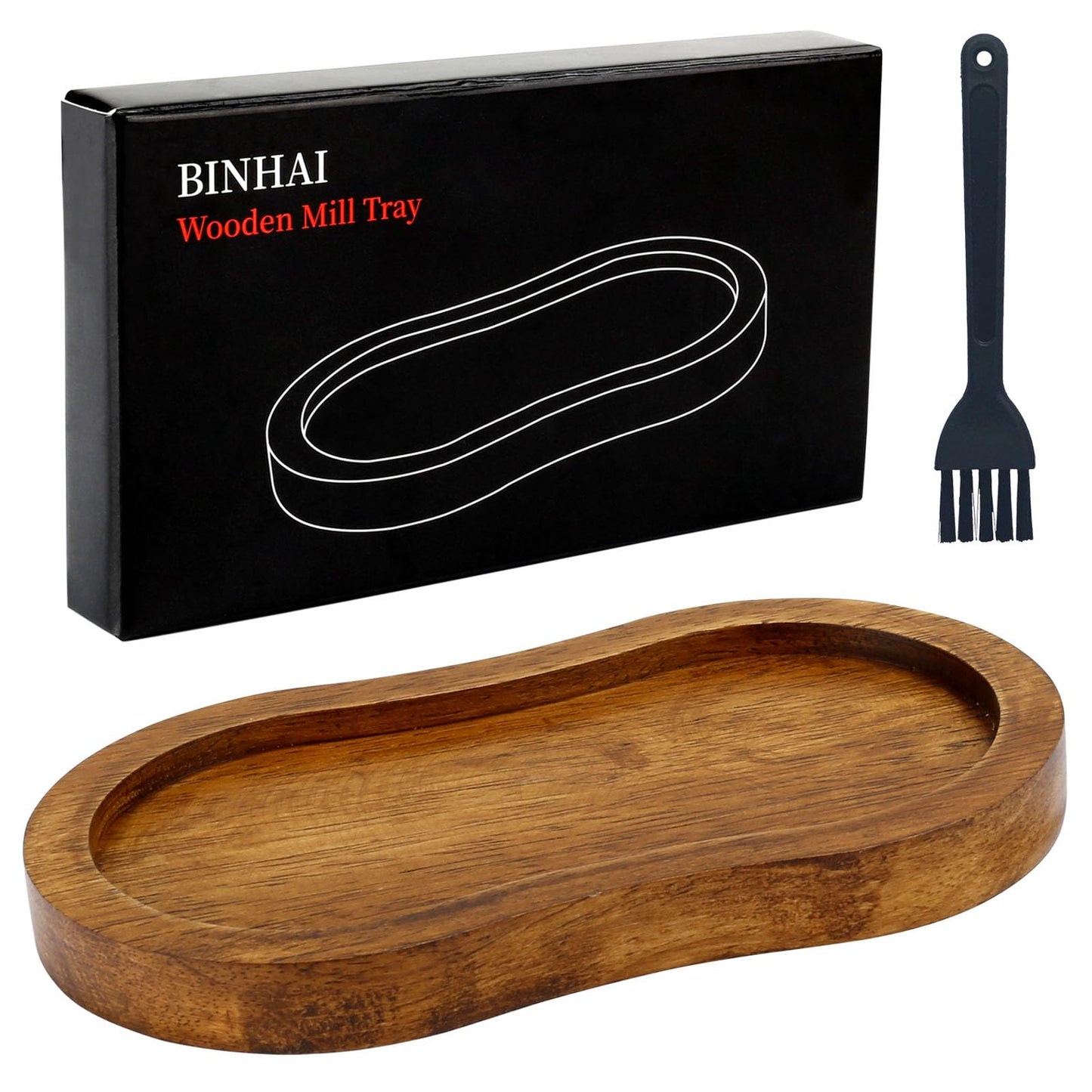 BINHAI Salt and Pepper Wood Mill Tray, Retro Colour Pepper Grinder Rest, Work Surface and Dining Table Protector (Pepper Mill not Included)