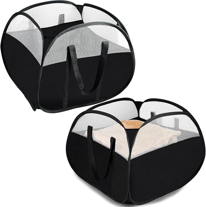 2 Pack Collapsible Laundry Baskets, 90L Large Foldable Laundry Basket, Pop Up