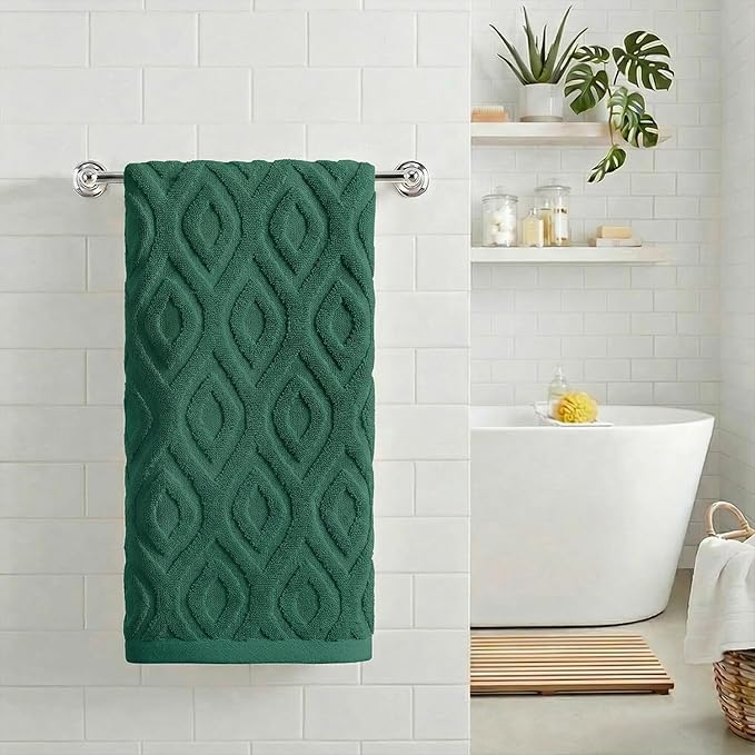 Artoid Mode 1 Pc Dark Green 3D Diamond Grid Jacquard Hand Towels