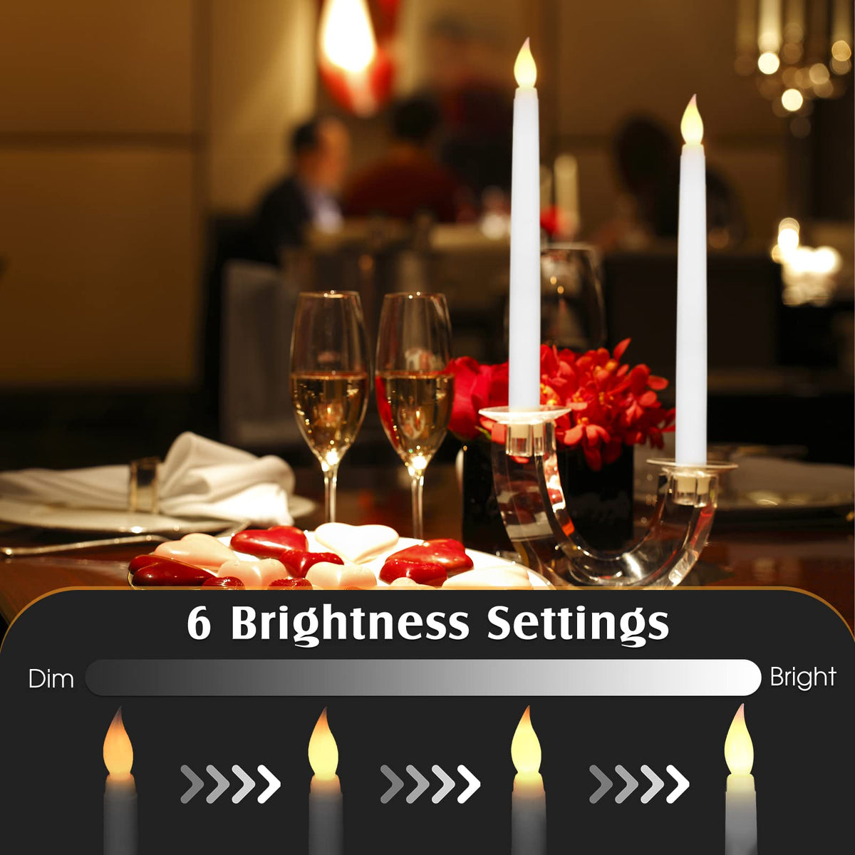 Tuanse 24 Pack Flameless Taper Candles with Remote & Timer, 11" Flickering 3D LED Battery Operated Window Candlesticks, Dimmable for Wedding Table Centerpieces Home Valentine’s Decor(White)