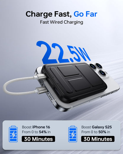 For Magsafe Power Bank, Portable Charger 10000mAh, 22.5W Fast Charging Battery Pack with USB-C Input & Output, LED Display for iPhone 17/16/15/14/13/12 Pro/Pro Max