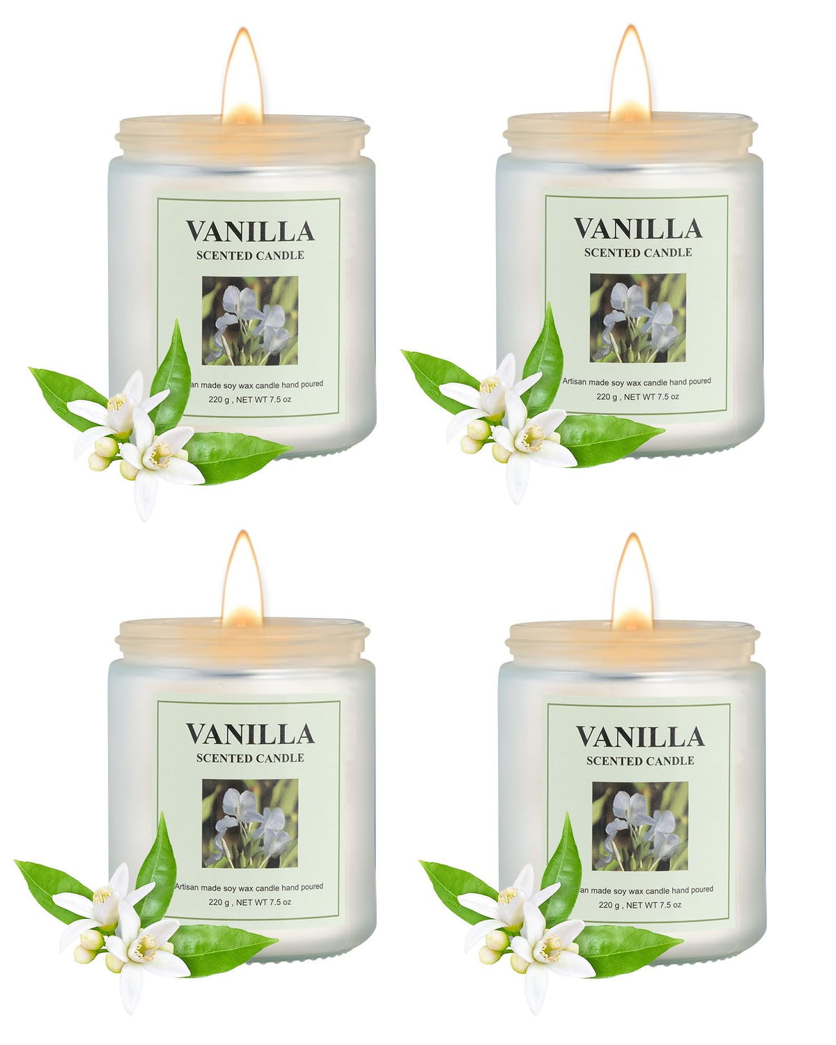 GITRANG 4 Pack Vanilla Candle Set, 30 oz 200 Hour Home Aromatherapy Jar Candles, Long Lasting Aromatherapy Candles for Bedrooms Yoga Rooms Lounges Gardens Patios Balconies and Camping