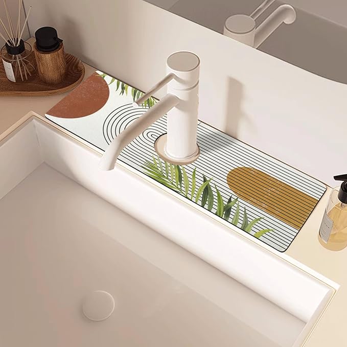 Sink Faucet Absorbing Mat, 2 Pack Drying Mat Around Faucet Sink Splash Guard