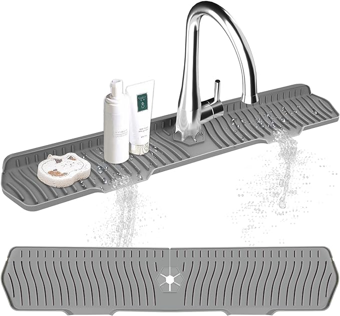Kitchen Sink Splash Guard Gen2-30" x 6'' Silicone Sink Mat Splash Guard fit