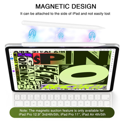 Pencil 1st Generation for iPad 2025-2018, HATOKU Digital Pens for Tablet with Tilt Sensitivity & Palm Rejection Magnetic Pencil for iPad 6-11, Air 3-5/M2/M3, Pro 11/12.9"/13" M4, Mini 5~7 (White)