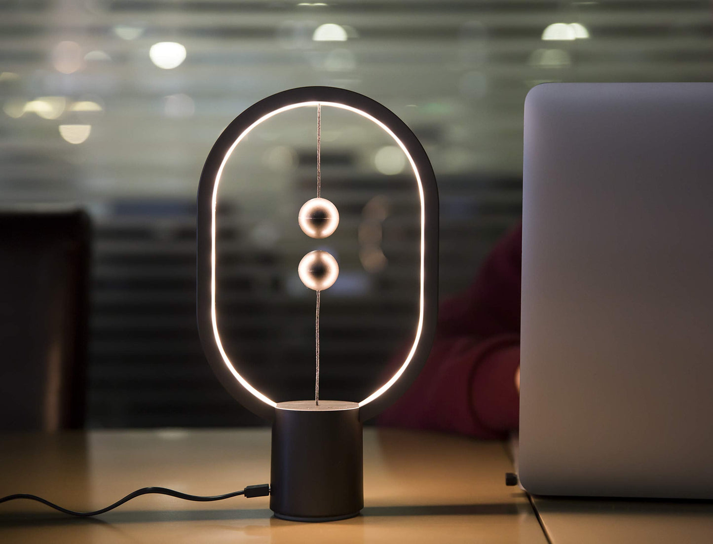 Allocacoc Heng Balance lamp, DesignNest, Switch on in mid-air, USB Powered LED Table LED lamp, Magnetic Desk Light, Warm Eye-Care, Contemporary, Office, Home, Decor, Gift (Mini Dark Grey)