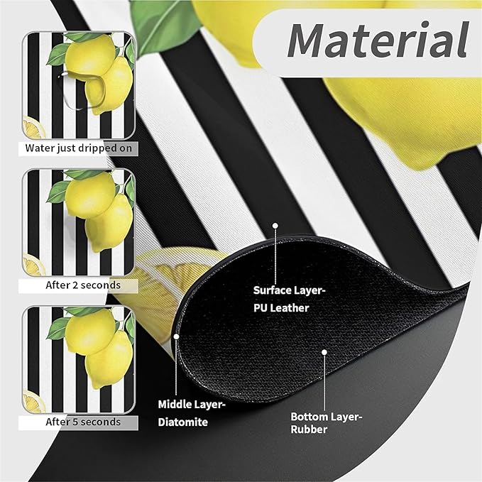 Kitchen Sink Splash Guard，Lemon-and stripes Faucet Mat Sink Gadgets-Super