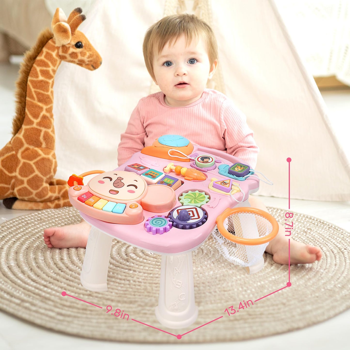 CUTE STONE Baby Walker for Girls, 2 in 1 Sit to Stand Learning Walker and Activity Center, Learning to Walk, Early Push Walking Toys for Toddler Infant…