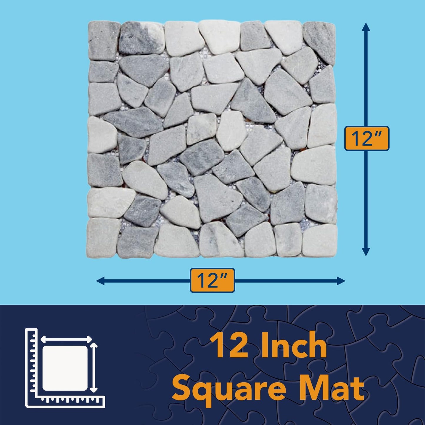 Bits and Pieces - Stepping Stones Outdoor Walkway - 12" Square Marble Landscaping Decorative Stepping Stones - Set of Three (3) - Backyard Decor Garden Pavers for Outside Walkway