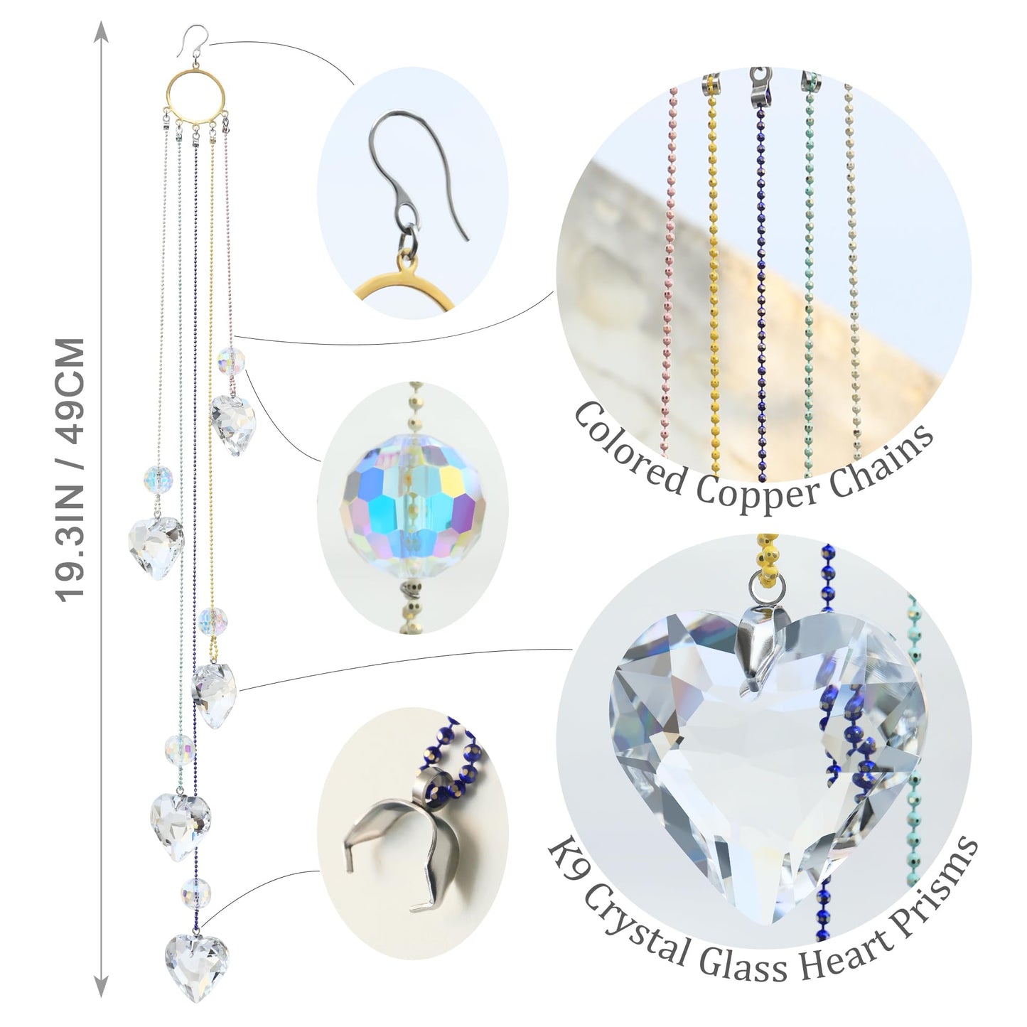 Crystals Heart Prisms Suncatcher Hanging Ornament Rainbow Maker for Home,Garden Decoration (Heart)