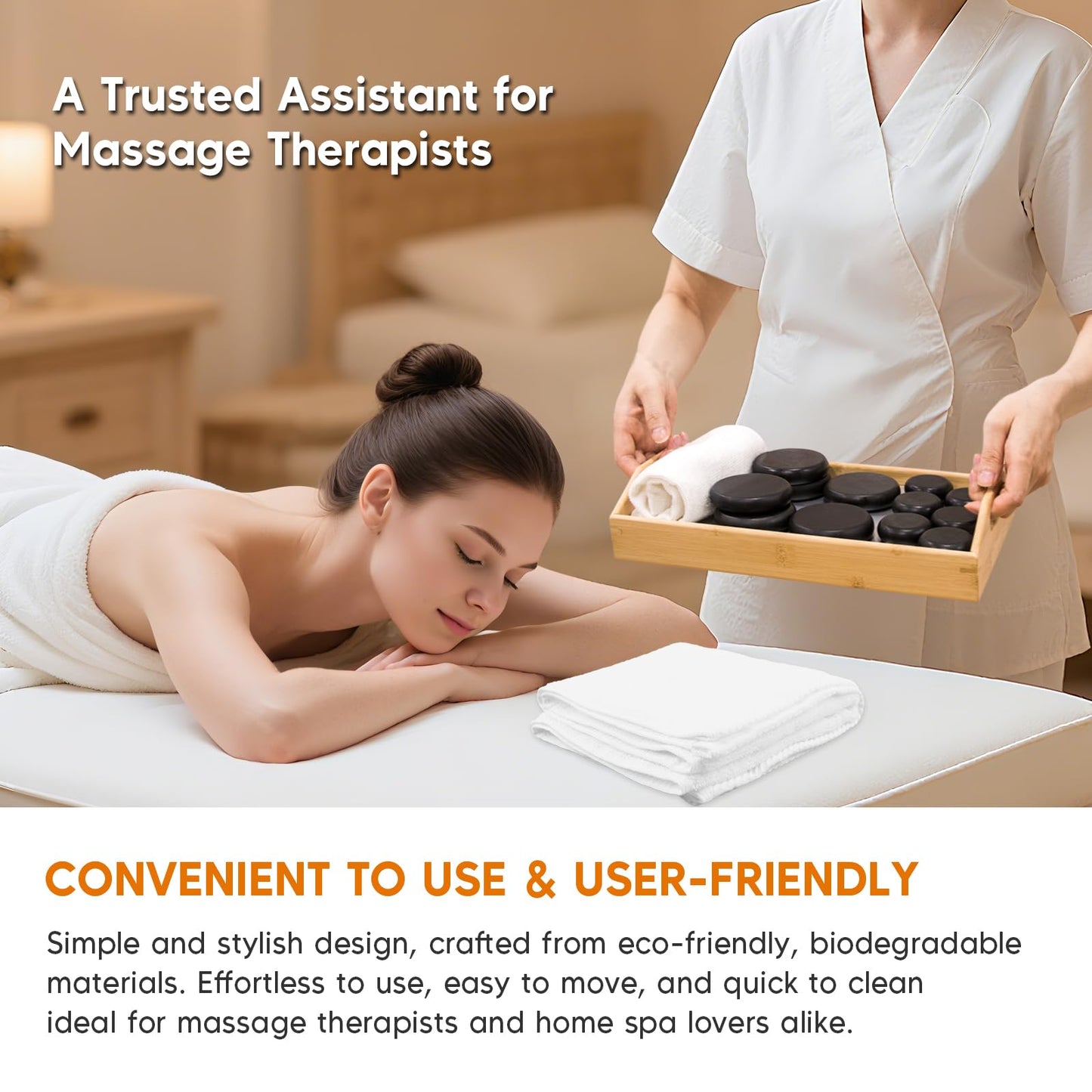 Goodtar Hot Stones Massage Set with 12 Stones & 2 Towels – Massage Tools for Deep Tissue Pain Relief | Professional Hot Rocks Massage Stones Warmer Kit with Bamboo Heater Box for Home Spa Warming