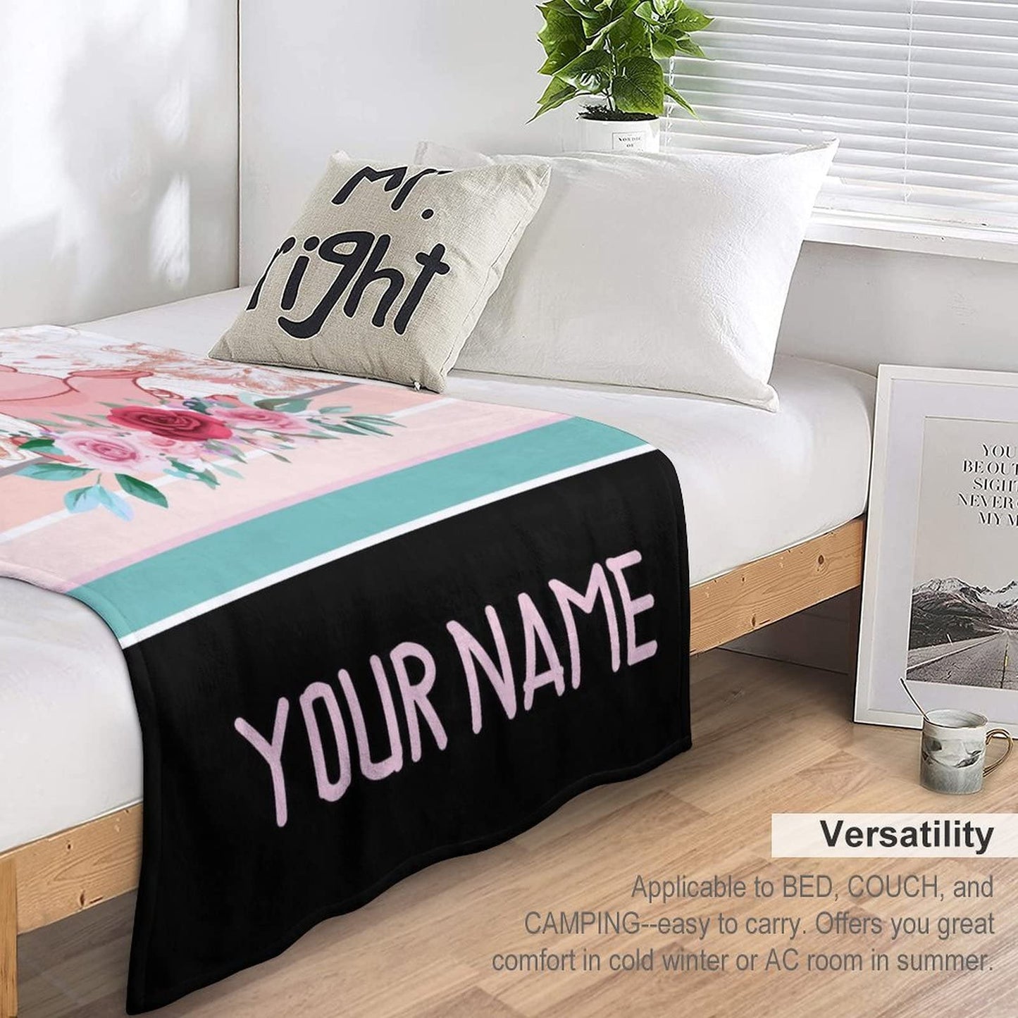Personalized Pig Blanket Gifts with Text Name,30"x40" Flannel Fleece Throw Blanket Soft for Girls Boys Adults, Lightweight, Comfortable, Warm Cute Pig Themed Blanket for Bed Couch