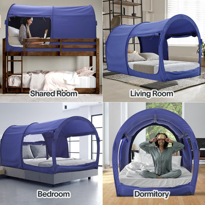 LEEDOR Bed Tent Dream Tents Bed Canopy Shelter Cabin Indoor Privacy Warm Breathable Pop Up Twin Size for Kids and Adult Patent Pending Navy(Mattress Not Included)