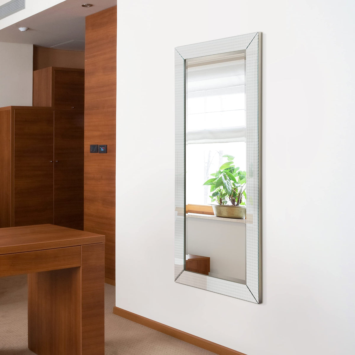 Empire Art Direct 54" x 24" Beveled Wall Mirror, Full Length, Wall-Mounted Mirrors with Solid Wood Frame Covered Prism Panels, Modern Mirror for Bathroom, Vanity, Bedroom, Hallway, Living Room