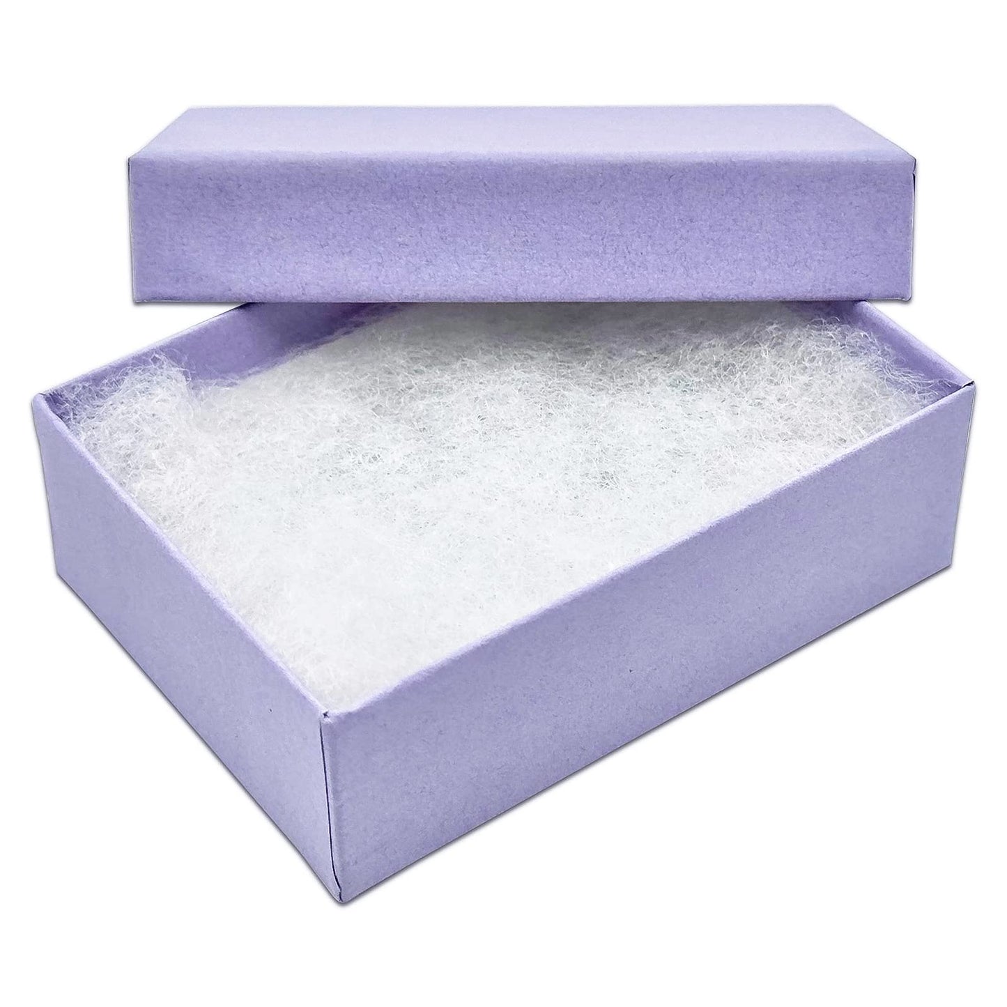 The Display Guys - 25-pack #21 Cotton Filled Cardboard Kraft Paper Jewelry Boxes Gift Cases - Light Lavender (2.6" x 1.6" x 1.0")