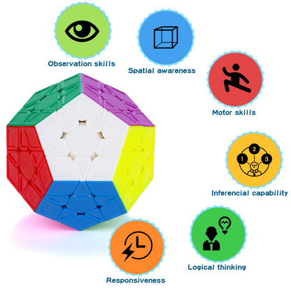 Coolzon Magic Cube Set, 6 Pack Speed Puzzles 2x2x2, 3x3x3, 4x4x4, Pyraminx, Megaminx, Skewb - Smooth, Stickerless Cubes for Kids & Adults