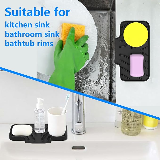Sponge Holder for Kitchen Sink, Dish Sponge Holder & Soap Tray