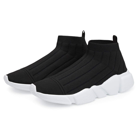 Casbeam Men's Running Knit Comfortable Lightweight Breathable Casual Sports Shoes Fashion Sneakers Slip-On Walking Shoes Black Size 11