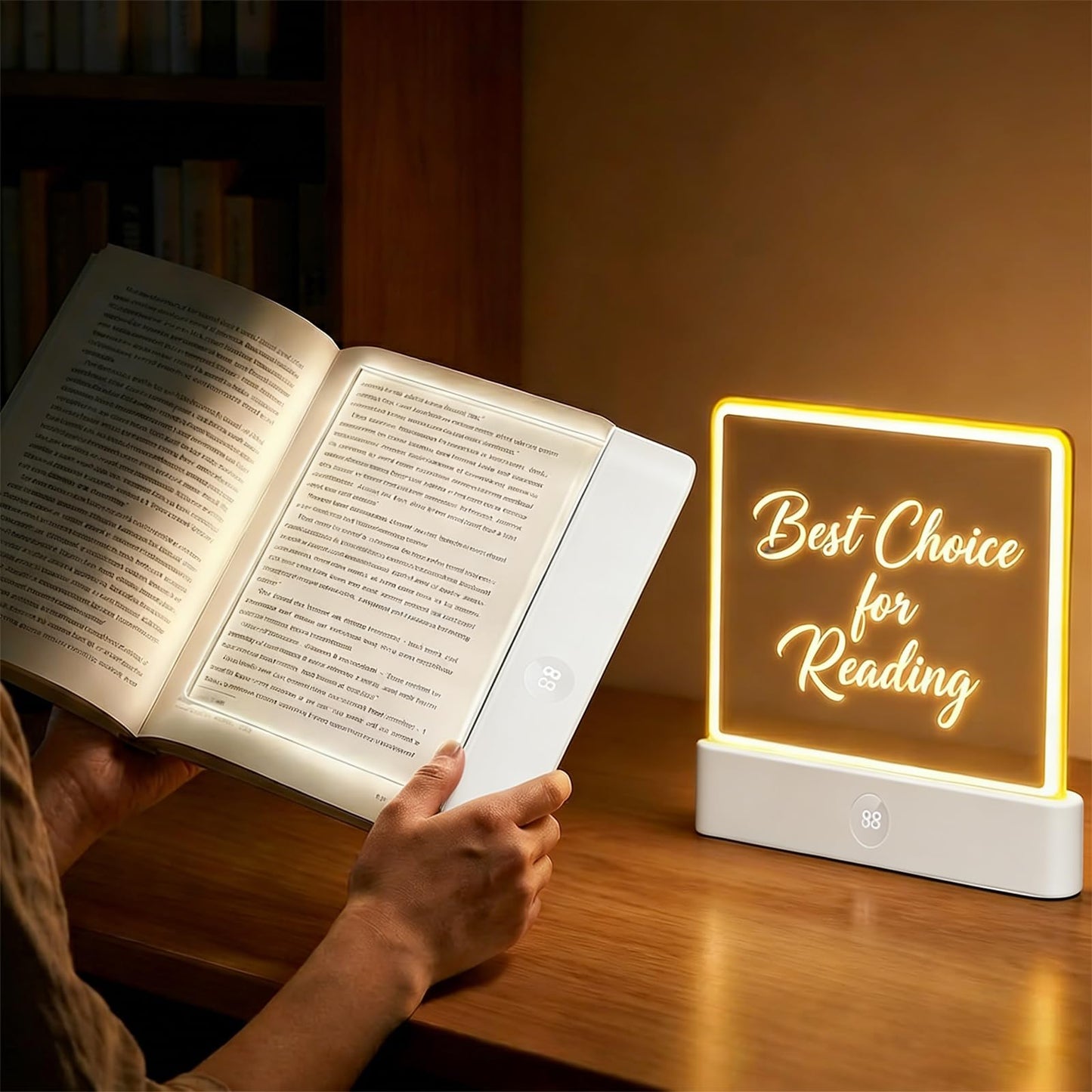 Book Lights for Reading at Night LED Rechargeable Lamp for Full Page Books in Bed Portable Flat Panel Bookmark Light Lovers Gifts Booklights Luz Para Leer Libros De Noche Lámpara En La Cama (White)