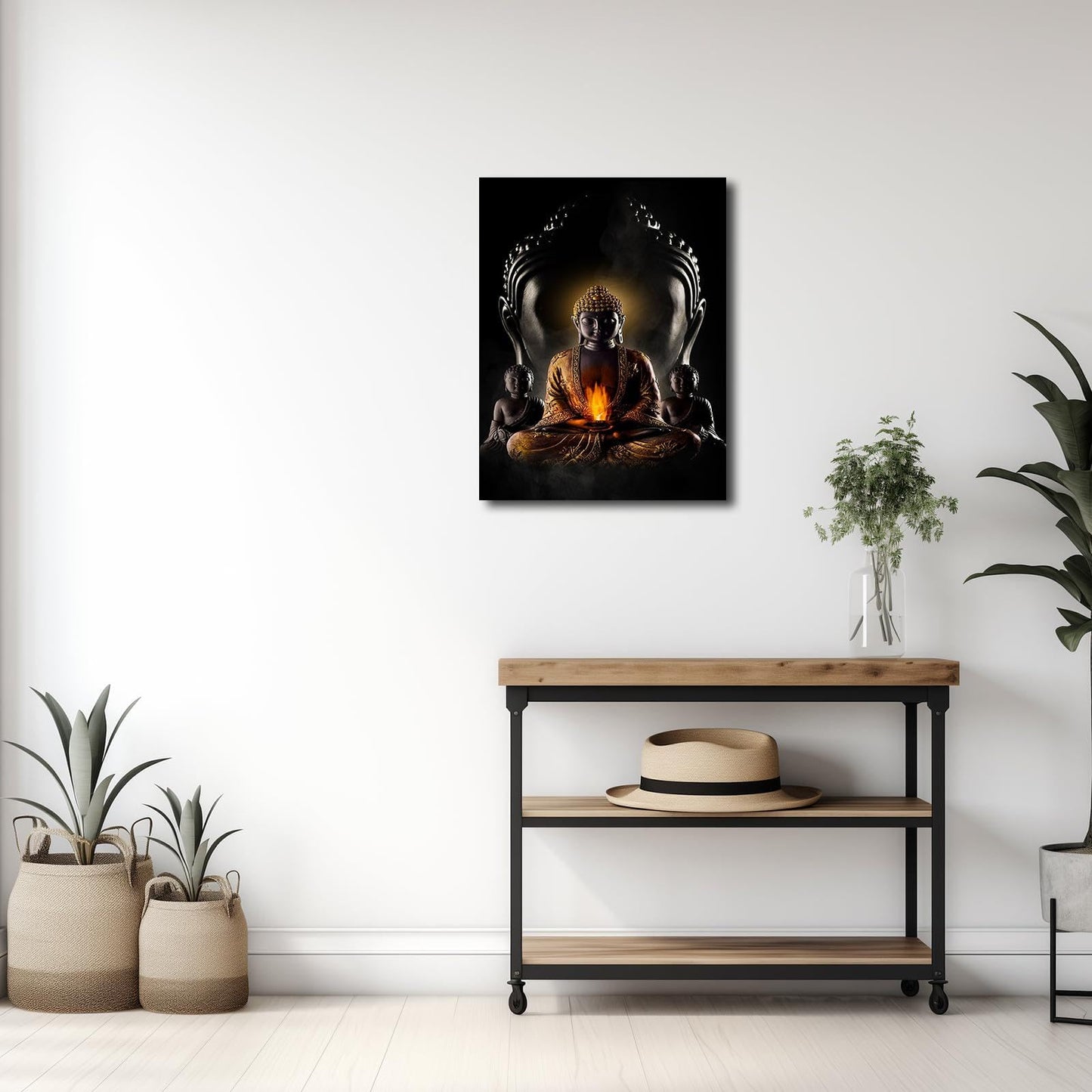 Abstract Buddha Painting Wall Art - Buddhist Wall Art Modern Meditation Art Buddha Artwork for Living Room Yoga Room Hindu Wall Decor Framed Zen Wall Art 12x16in/30x40cm