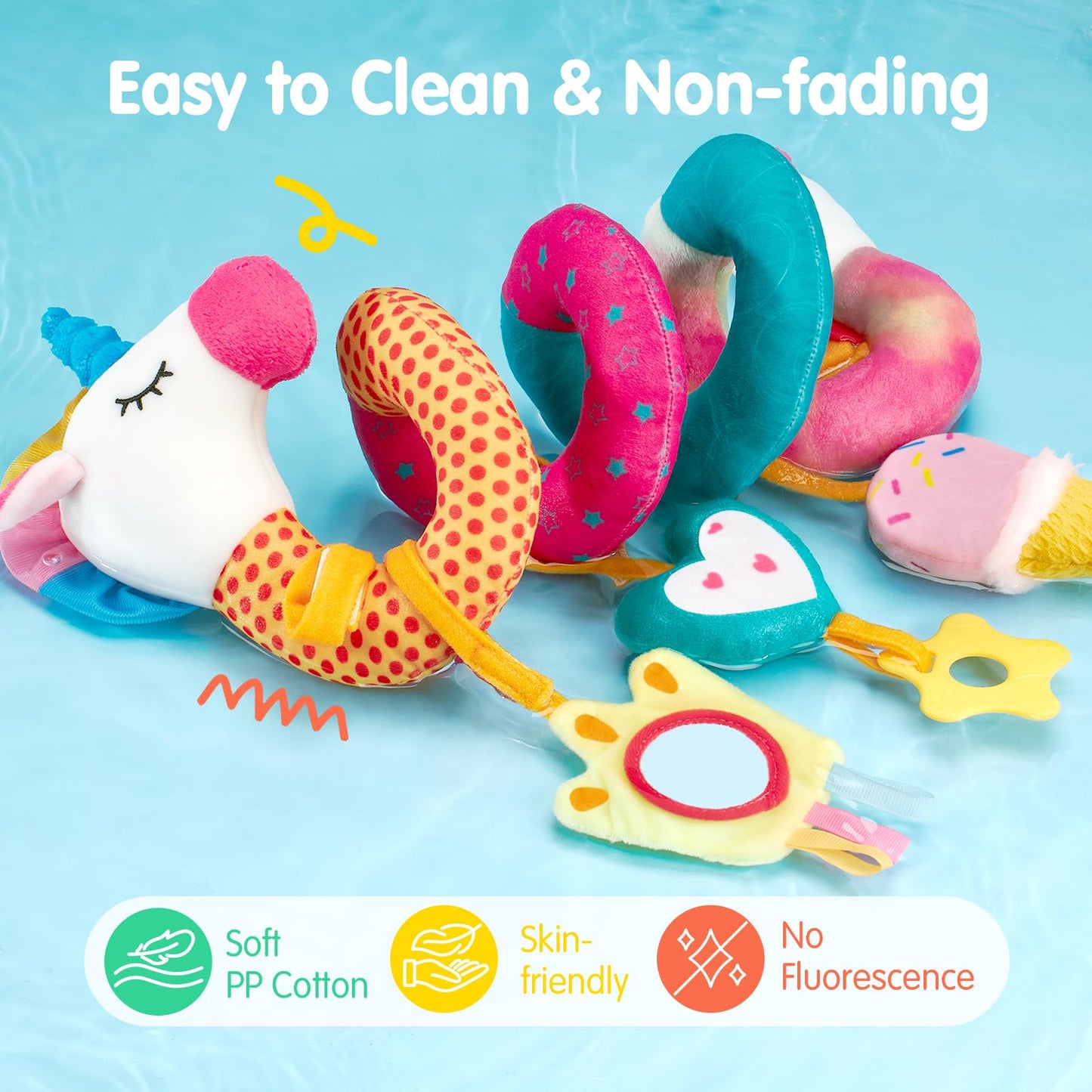 hahaland Spiral Pram Toys baby toys 0-6 months newborn Sensory Toys for Babies Pushchair Stroller/Car Seat Activity Baby Toy for 0 3 6 9 12 Months Hanging Toys for Babies pram toy Infant Girls