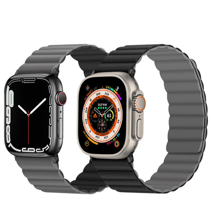 Anlinser Magnetic Straps Compatible with Apple Watch Strap 49mm 46mm 45mm 44mm 42mm 41mm 40mm, Double Side Reversible Band for iWatch Ultra 2 Series 10/9/8/7/6/SE (49/46/45/44/42, Black/Gray)