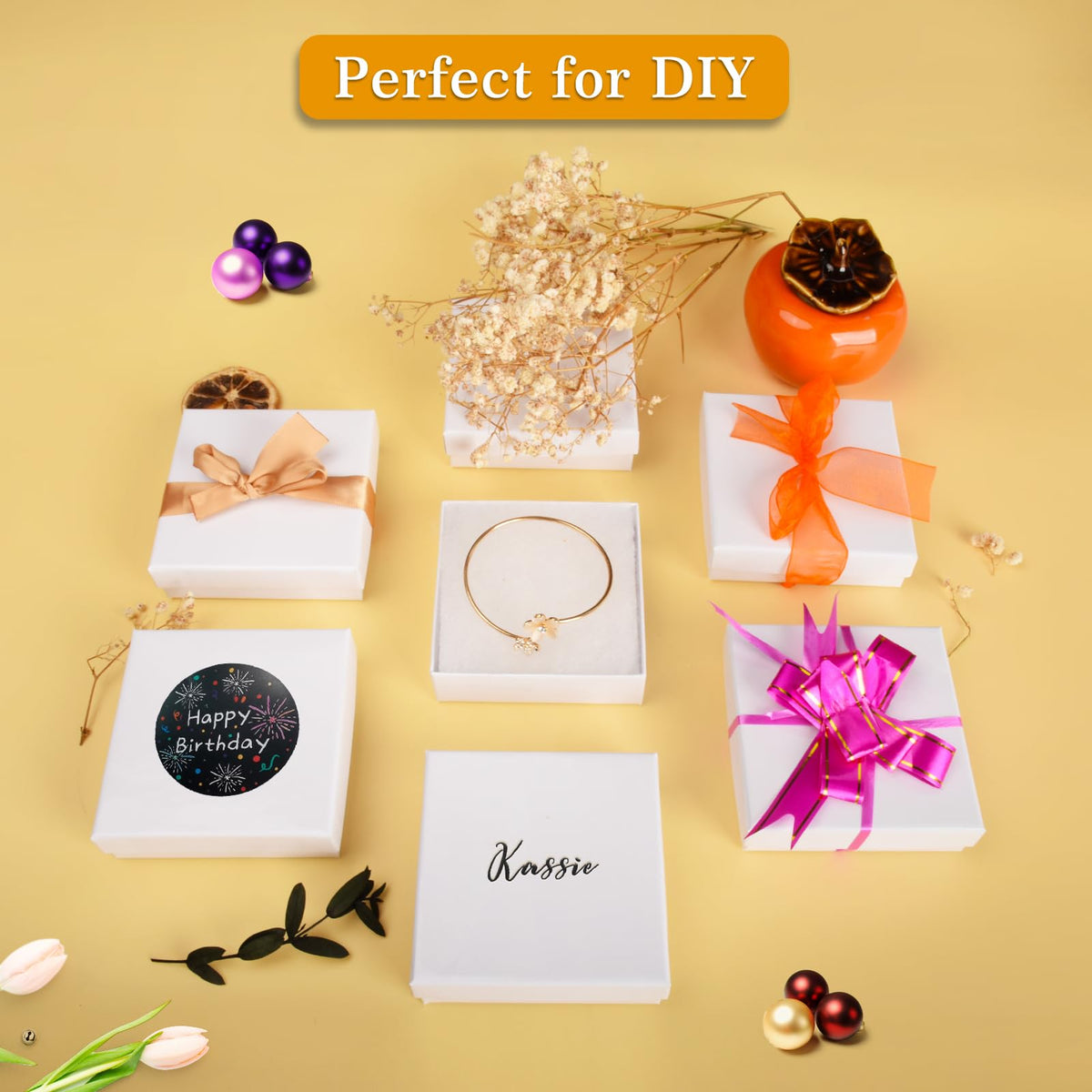 Foraineleyo Cardboard Jewelry White Gift Boxes 20 Pack3.5×3.5×1 inches, Small Cardboard Jewelry Boxes with Cotton Filled and Lids,its apply to displaying necklaces, rings, bracelets, earrings