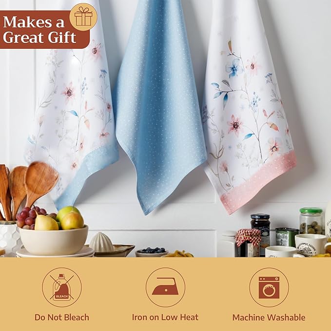 Maison d' Hermine Kitchen Towels Set of 3 100% Cotton 20" x 27.5" Reusable