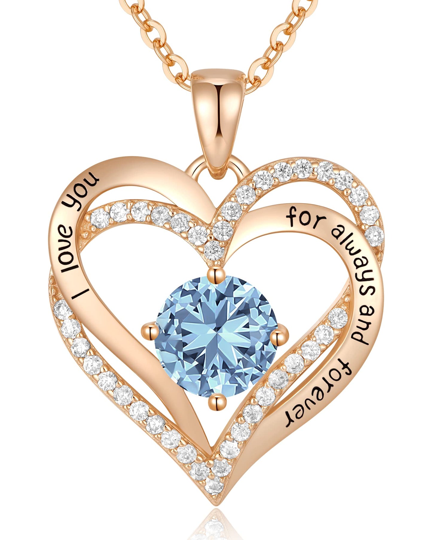 CDE Valentine's Day Gift Forever Love Heart Necklaces for Women, Wedding Anniversary, Birthday Mothers Christmas Day Gifts for Mom, Mother, Wife, S925 Silver Jewelry with Birthstone Pendant