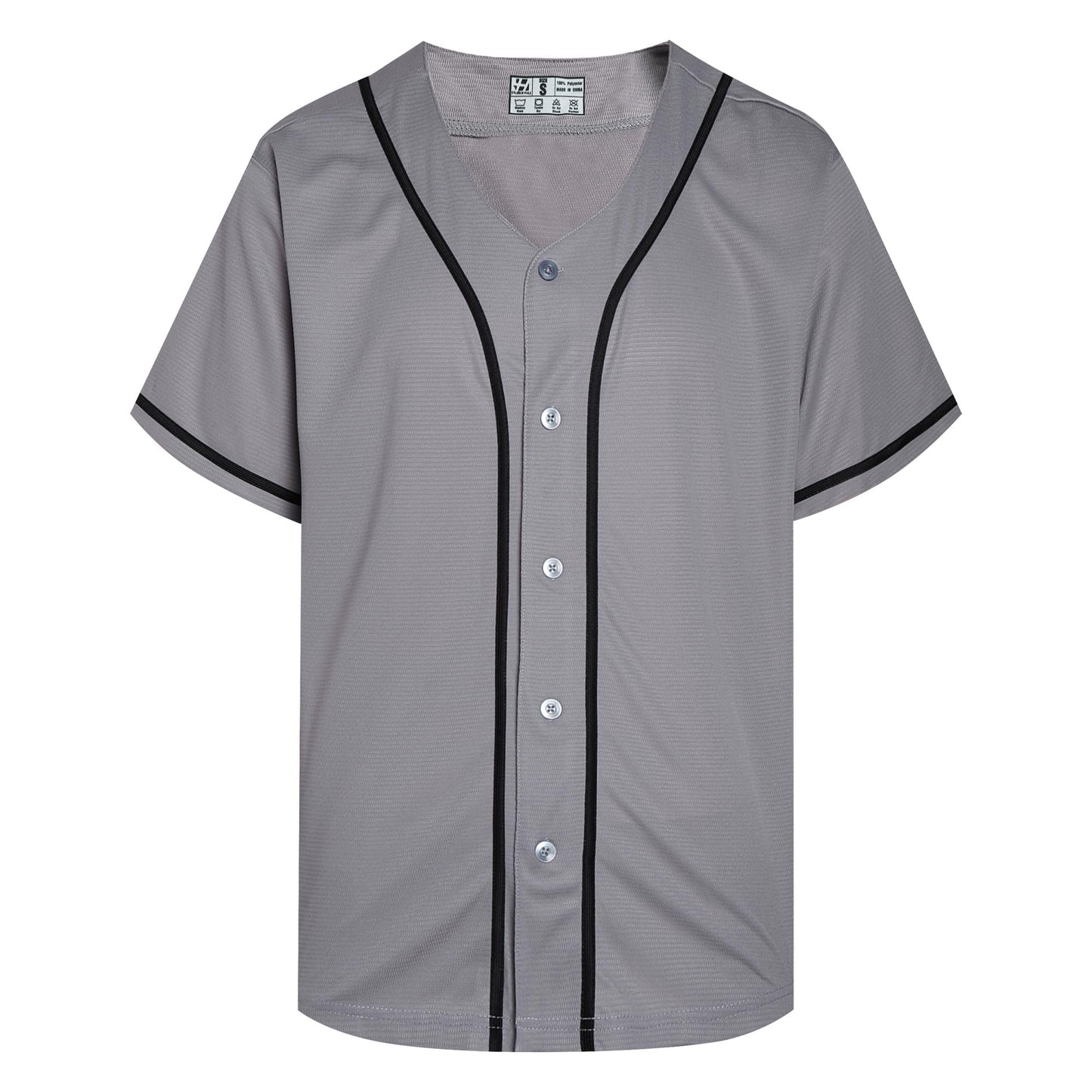 Pullonsy Men's Baseball Jersey for Adult Unisex Dad Son Sports Training Shirt Workout Gym Softball Outfits Halloween Tops,Black Stripe Grey Jersey,Size 3XL