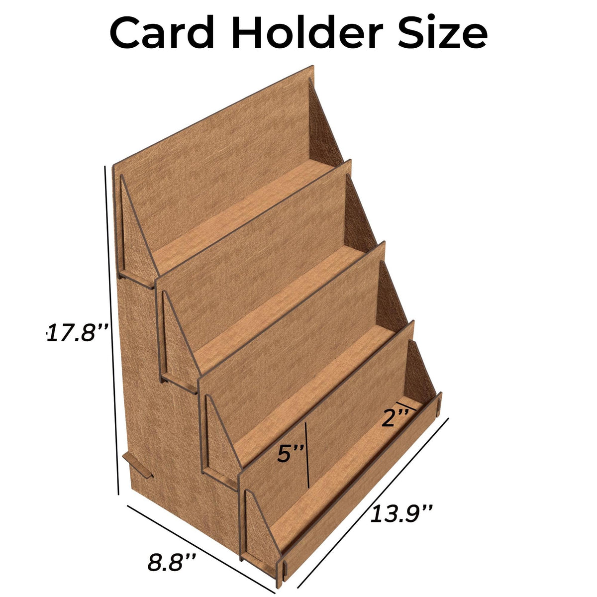 Walnut Portable 4 Tier Greeting Card & Rack Card Display - Counter Top Craft Show Stand - Coaster Display Rack - Farmers Market Tabletop Stand