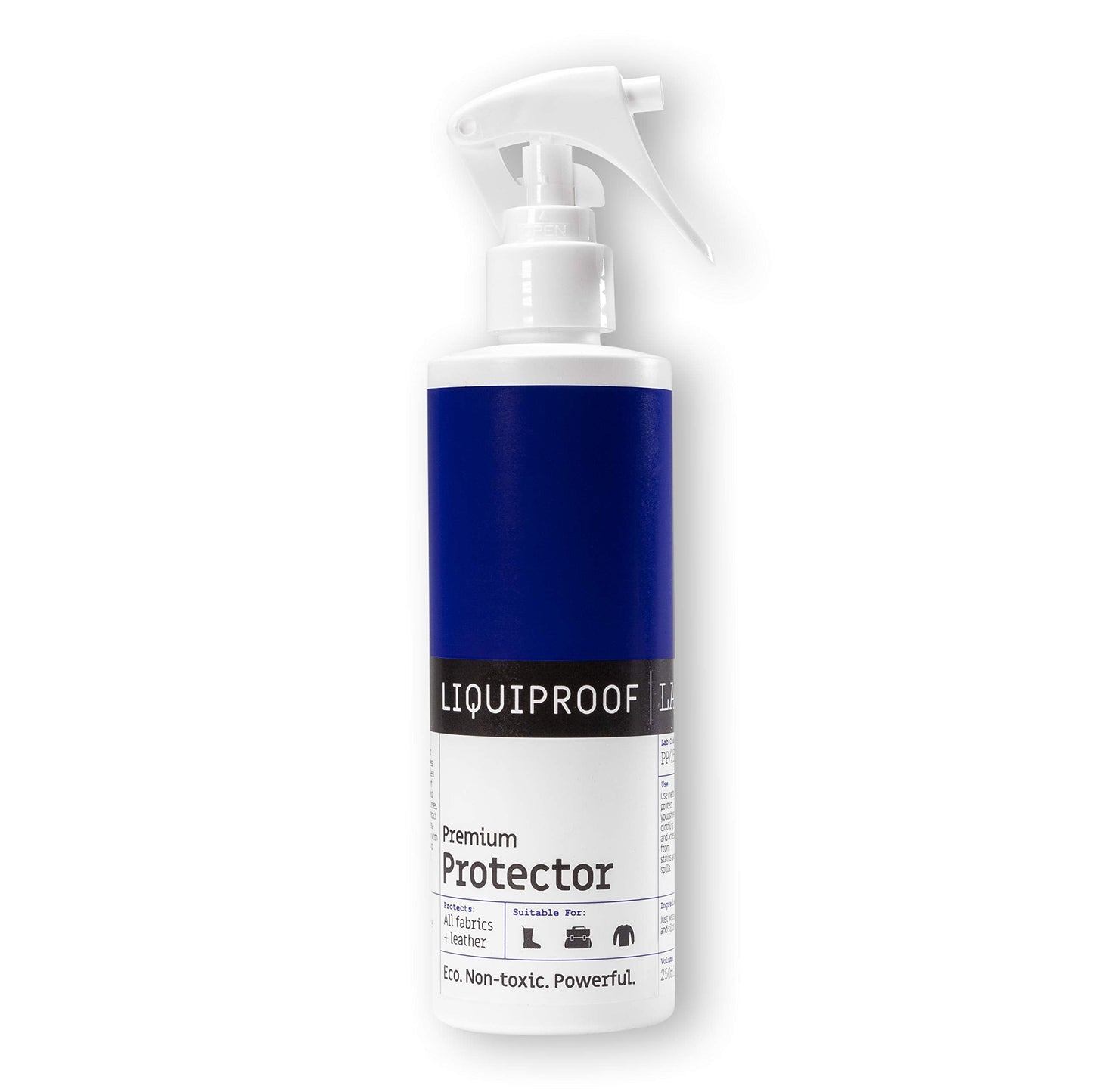 Liquiproof LABS Premium Protector Spray 250ml long lasting waterproof and stain protection for leather, suede, nubuck, sheepskin and fabrics. For shoes handbags trainers boots clothes