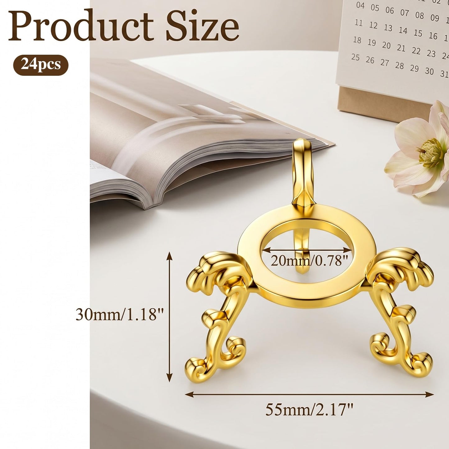 MySHUCE 24 Pcs Gold Crystal Ball Stand - Gold Sphere Display Holder for 40mm-80mm Crystal Balls, Natural Rocks, Stone, Glass & Natural Stone Display Stand, Decorative Rock Organizer