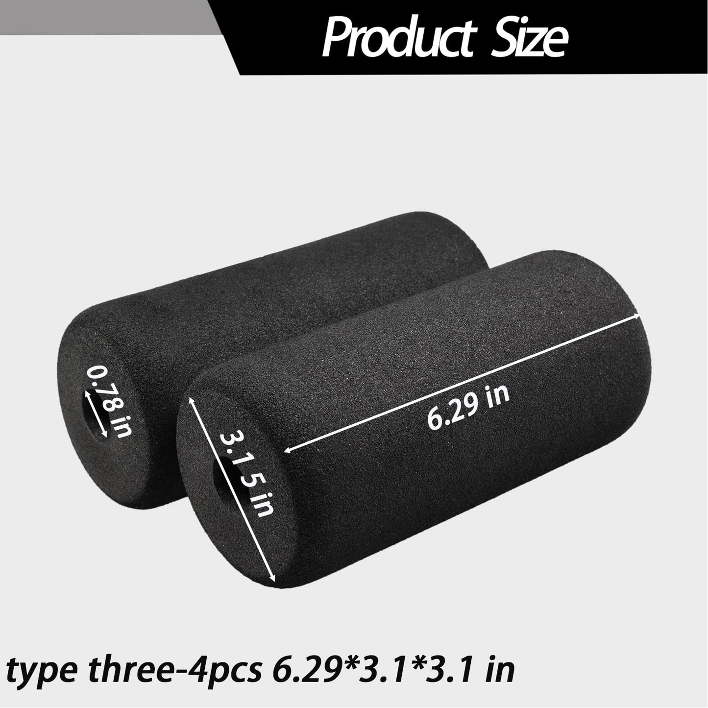 Foot Foam Pads Rollers(7.87in*3.14in*3.14in) for Exercise Machine, Inversion Table, Workout Bench, Sits Ups Replacement Parts, Home Gym Accesories