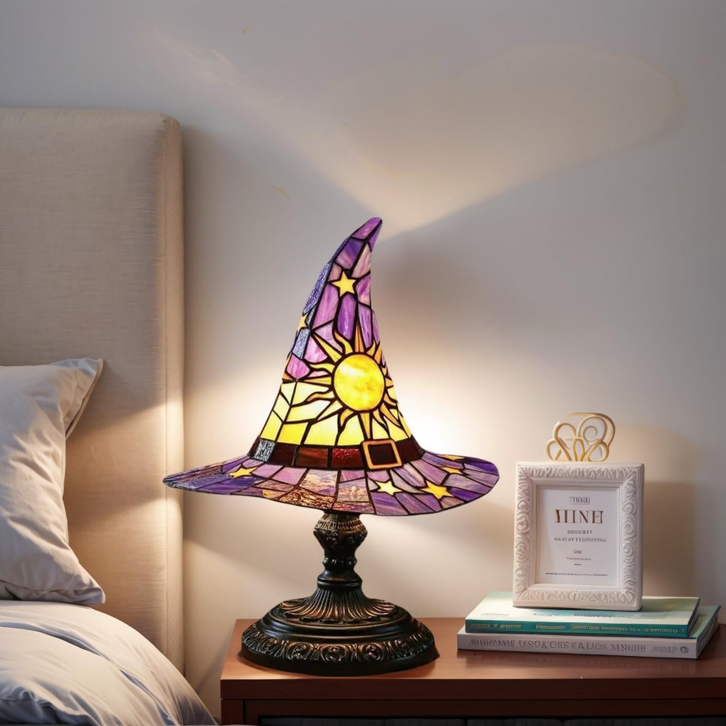Tiinasol Witch Hat Lamp, Handmade Gothic Witch Hat Lamp, Small Table Lamp, Mysterious Bedroom Atmosphere and Witchcraft Gift, Weird and Fun Table Lamp in The Shape of a Small Wizard Hat