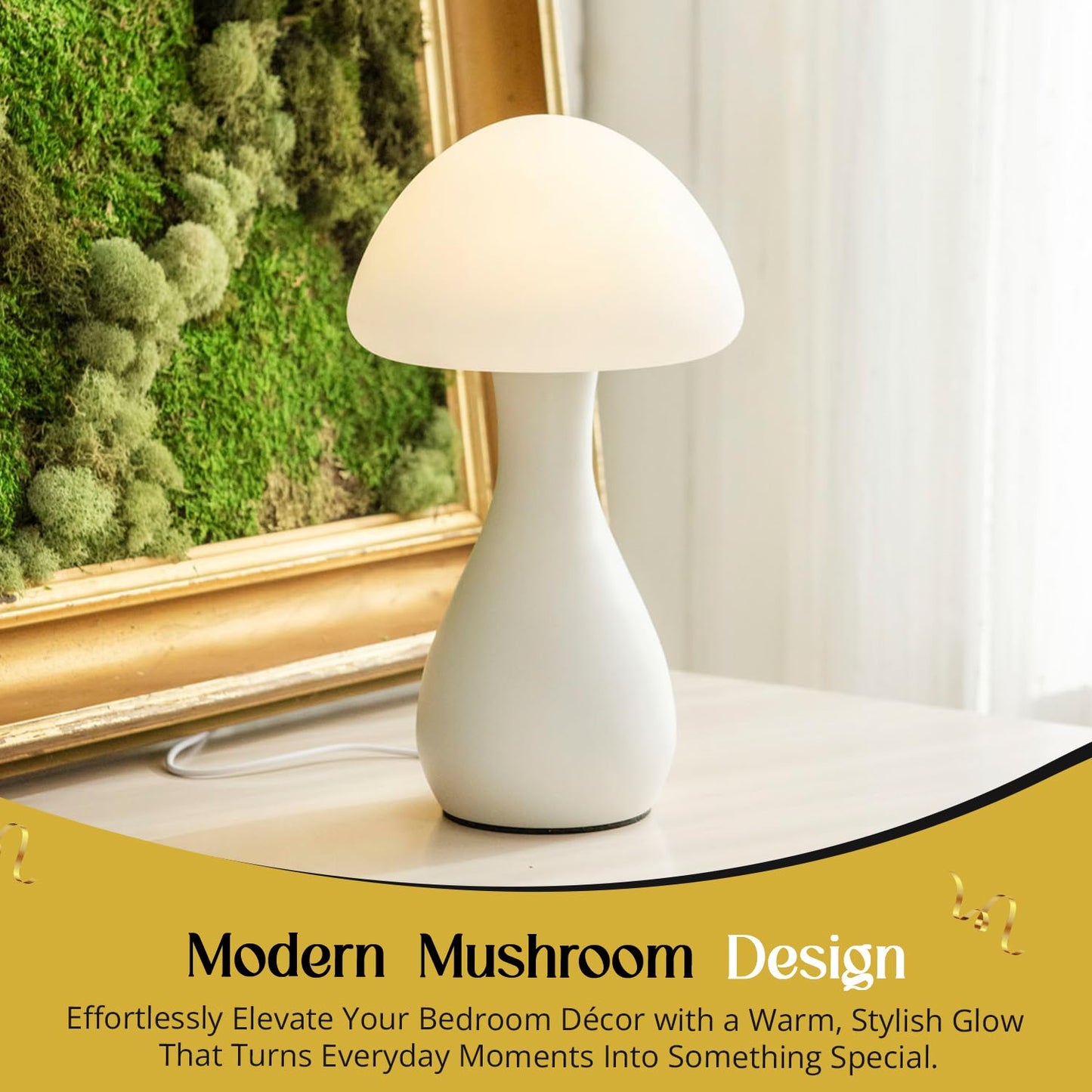 HARMONTE Mushroom Table Lamp - Stylish and Durable Night Light, Modern Nightstand Table Lamp with 10 Adjustable Light Temperatures, Bedside Lamp for Unique, Aesthetic Home Decor