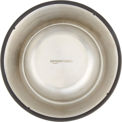 Amazon Basics Stainless Steel Non-Skid Dog Water And Food Bowls, Dishwasher Safe, Rust Resistant, 38oz Capacity, 10 x 2.8 Inches, 2-Pack