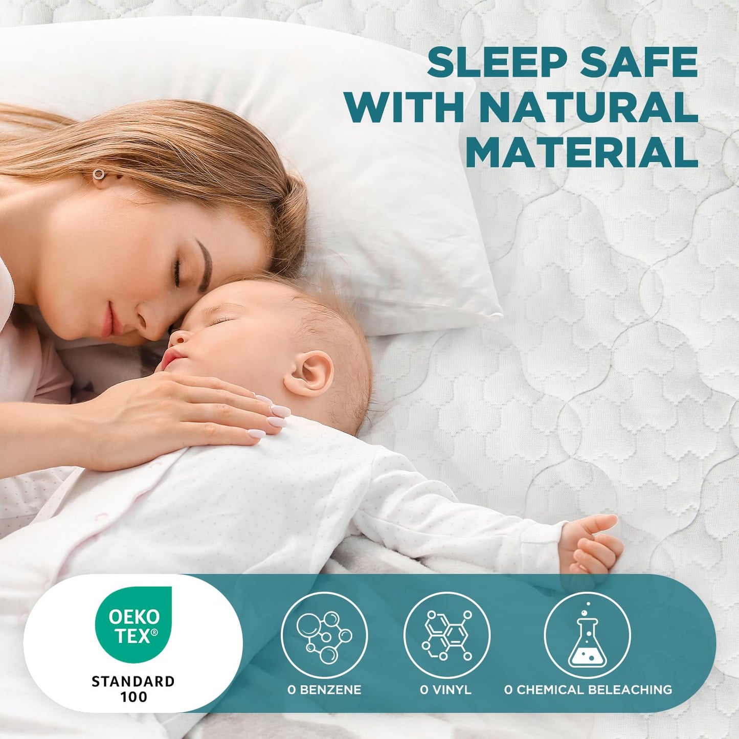 5-Sided Waterproof Mattress Protector, King Size Quilted Bamboo Rayon Mattress Cover, Breathable Cooling Noiseless Bed Fitted Sheets, Soft Bedding Pad with Deep Pocket Up to 18"