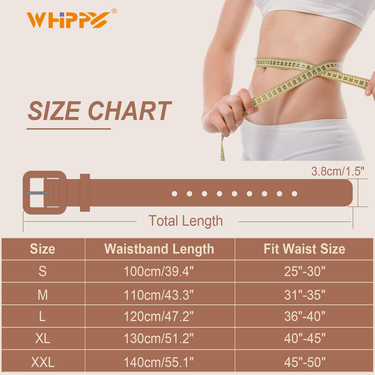 WHIPPY Women Leather Belt Candy Color Fashion Square Buckle Belt Ladies Belt for Jeans Pants Dresses, White, S