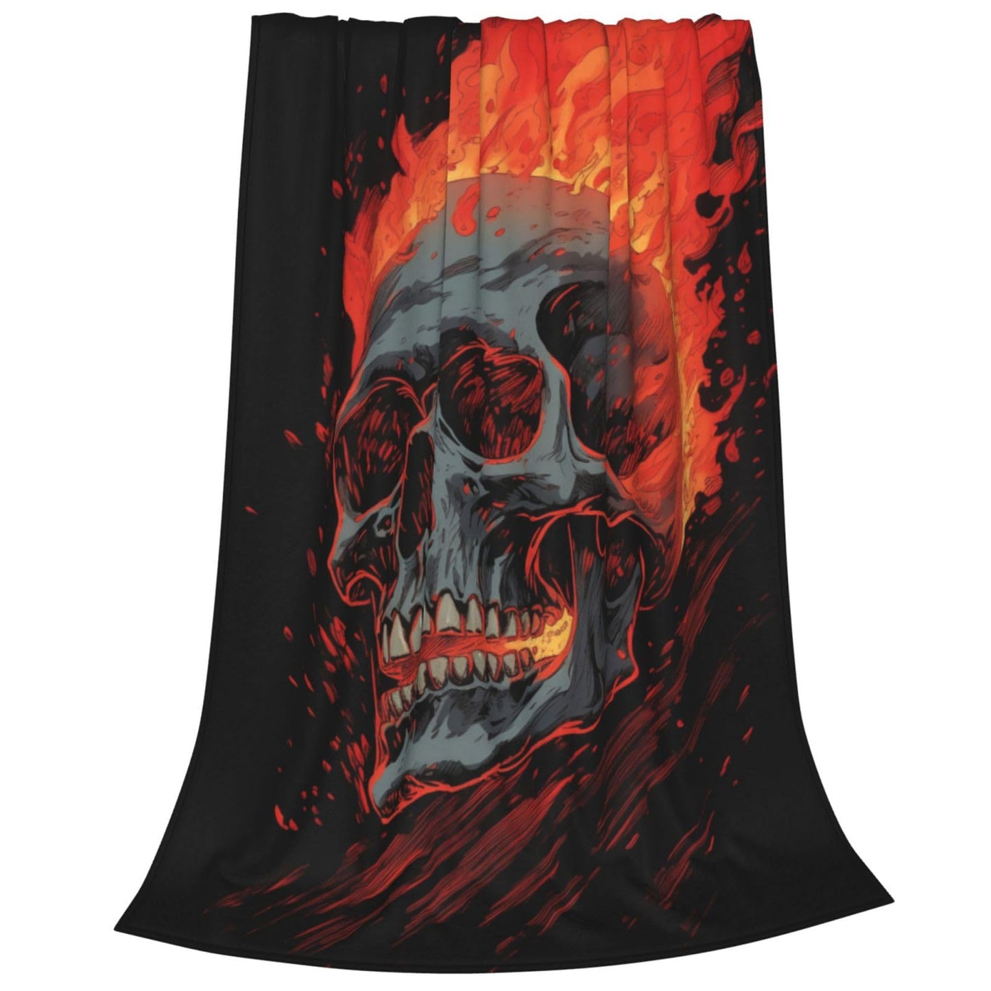 amepay Gothic Skull on Fire Blanket Gifts for Adults Women Men Skeleton Flannel Throw Blankets Soft Fuzzy Lightweight for Home Decor Couch Bed Sofa 50x40 Inches
