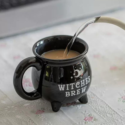 HOPOYGOS Ceramic Cauldron Mug - 12 oz Witches Brew Themed Coffee Cup, Microwave & Dishwasher Safe, Unique Magic Potion Mug for Tea, Coffee, Hot Chocolate, Fun Gift for Witchy & Fantasy Lovers