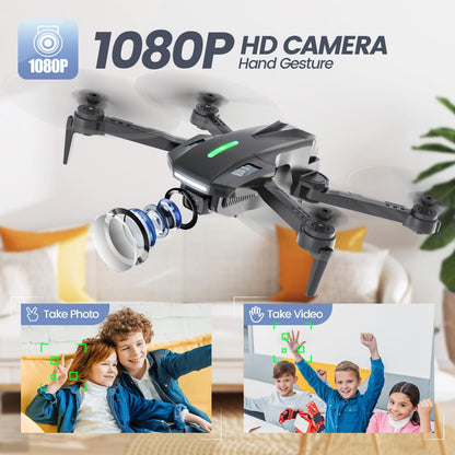 DEERC D70 Mini Drone for Kids Adults with Camera, 1080P HD Foldable RC Quadcopter for Boys Girls with Headless Mode, Tap Fly, 360° Flips, Voice and Gesture Control, 2 Modular Batteries