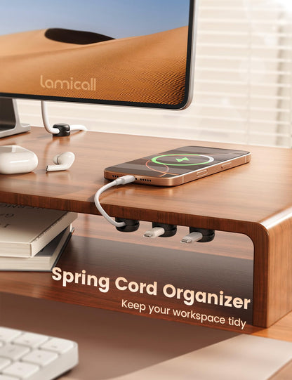 Lamicall Cable Clips, Spring Cord Organizer Holder - 6Pack Compact Desk Cable Management Clips, Nightstand Phone Charging Cord Holder, 8mm Slot Adhesive Wire Organizer, Desk Office Accessory