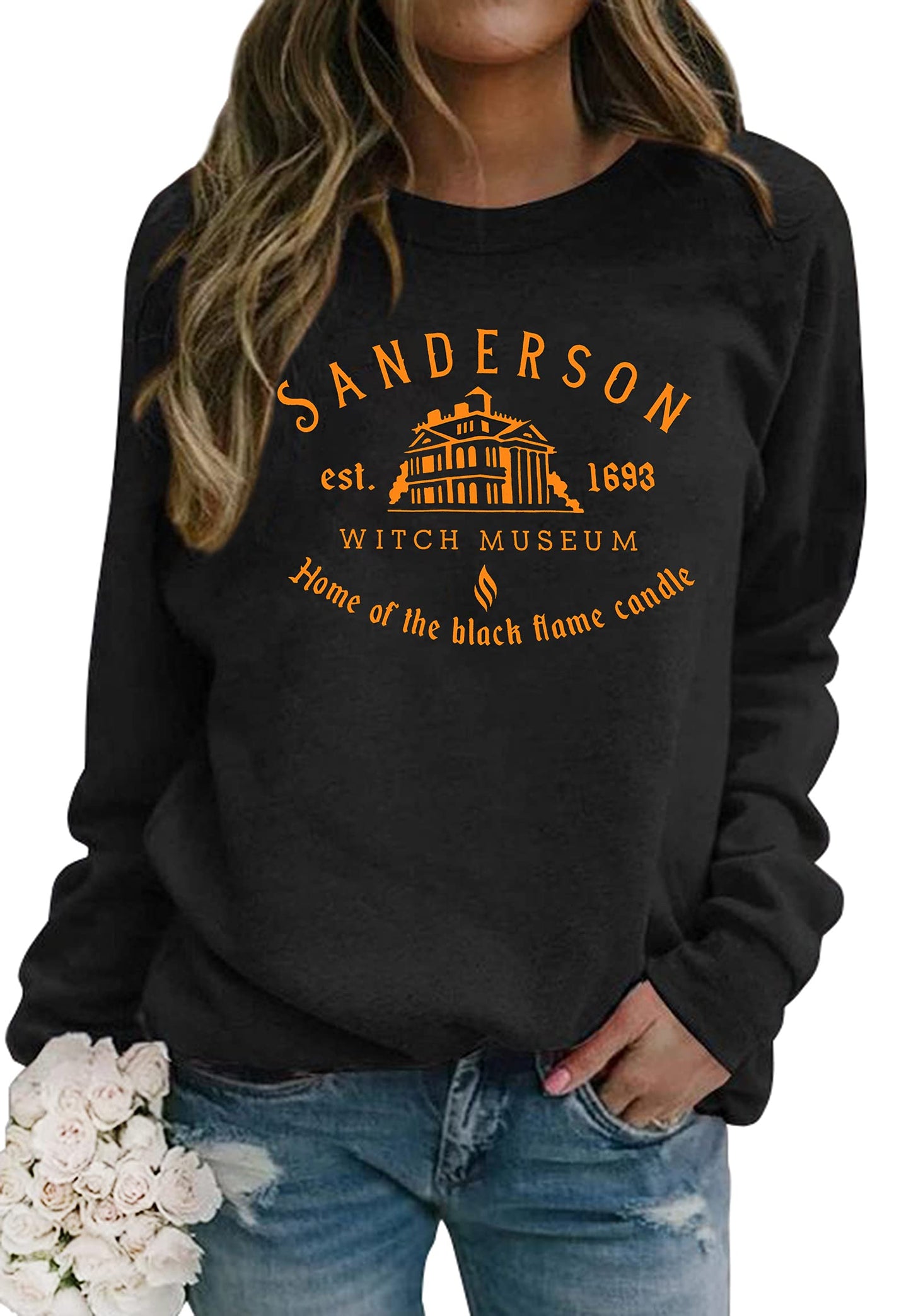 LHBNK Halloween Squad Sweatshirt Womens Hocus Pocus Long Sleeve Shirts Sanderson Sister Pullover Tops Blouse Black