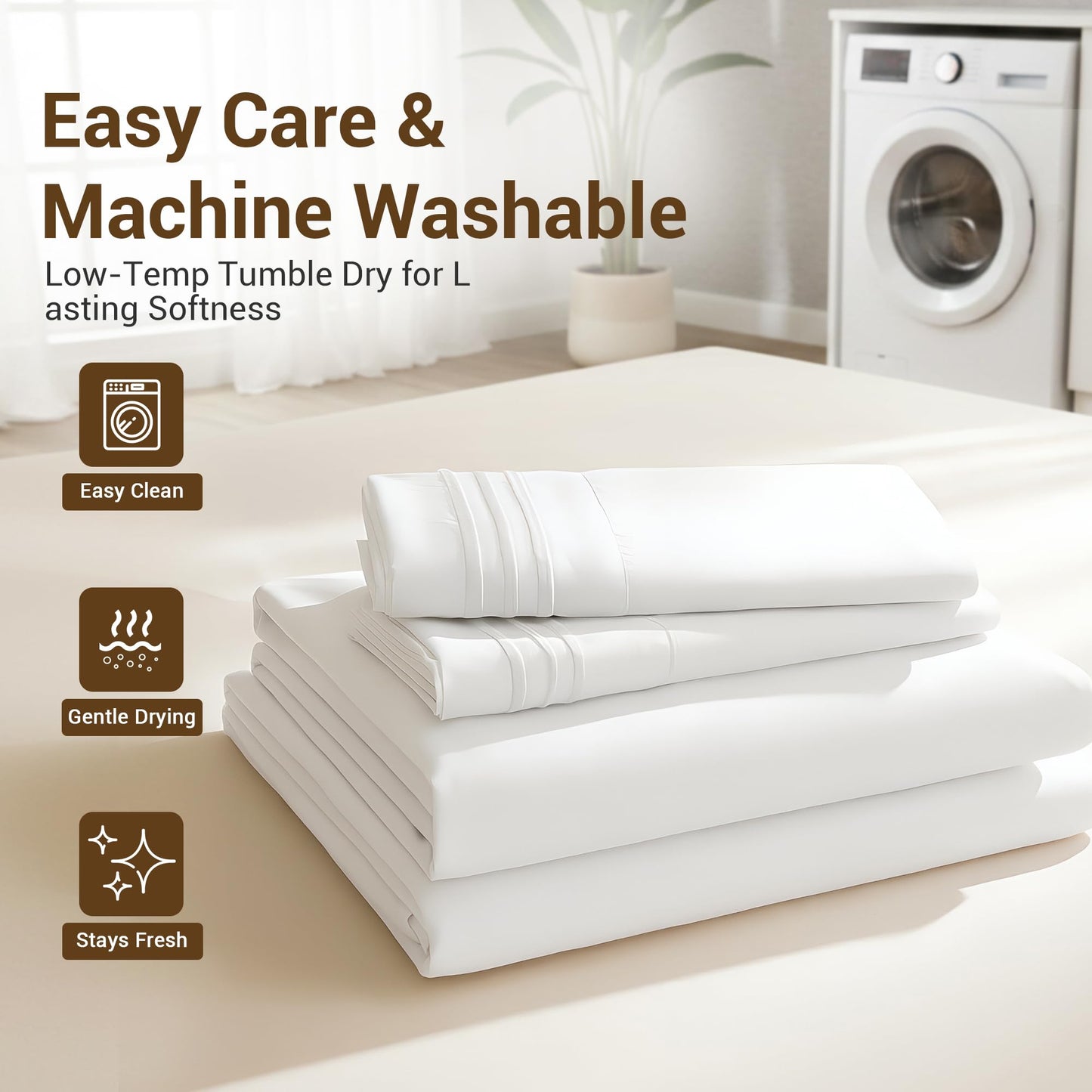 SheRest Full Size Bed Sheet Set 4 Piece - 16 Inch Extra Deep Pocket, Double Brushed Microfiber, Soft & Dry Touch, Stay in Place, Wrinkle Free, Stain & Fade Resistant Bedding - White
