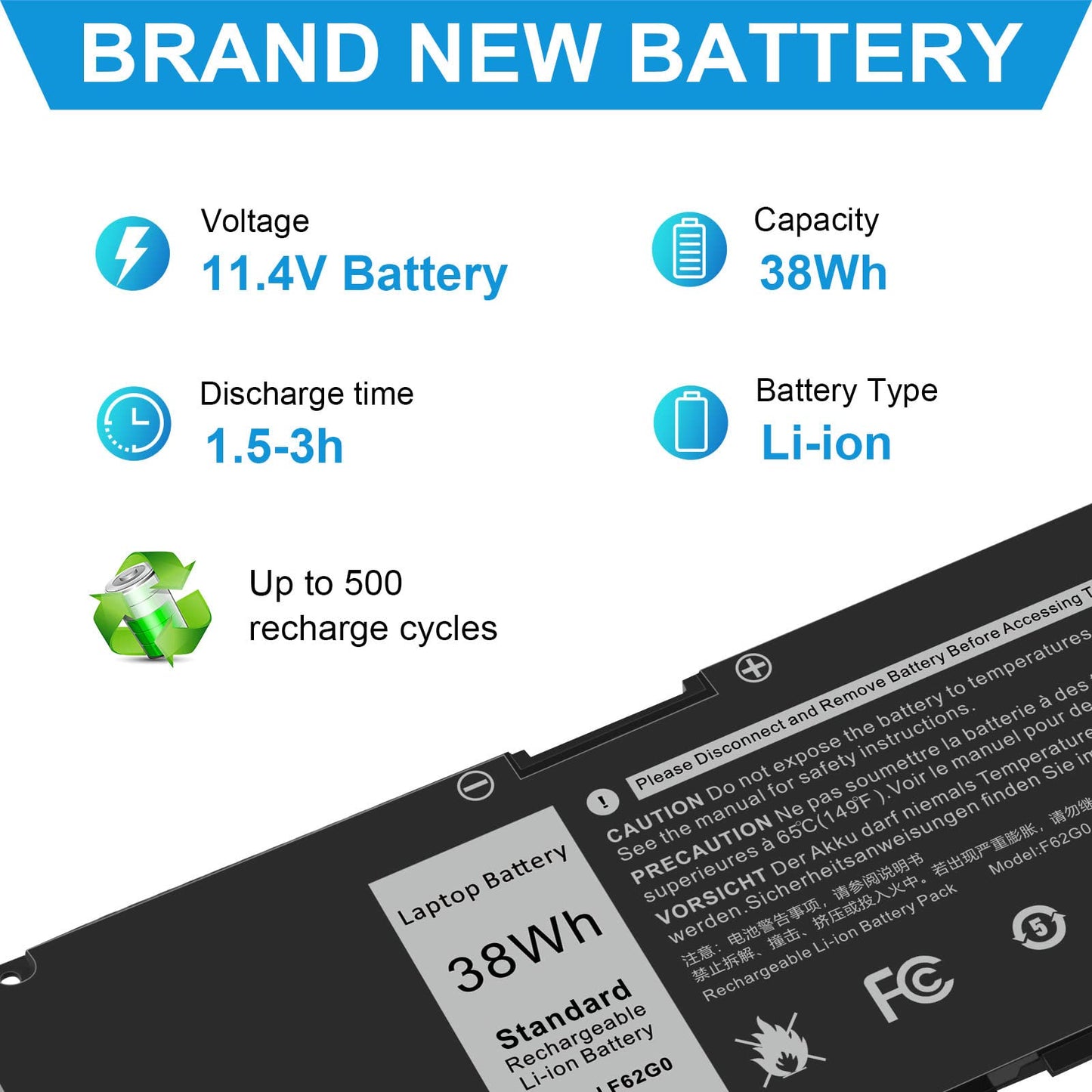 Fancy Buying 39DY5 F62G0 Battery for Dell Inspiron 13 7000 i7373 7373 7386 2-in-1 7370 7380 5370 P83G P87G P91G P83G001 P83G002 P87G001 P91G001 039DY5 39DY5 0F62G0 RPJC3 0RPJC3 F62GO Vostro 13 5370