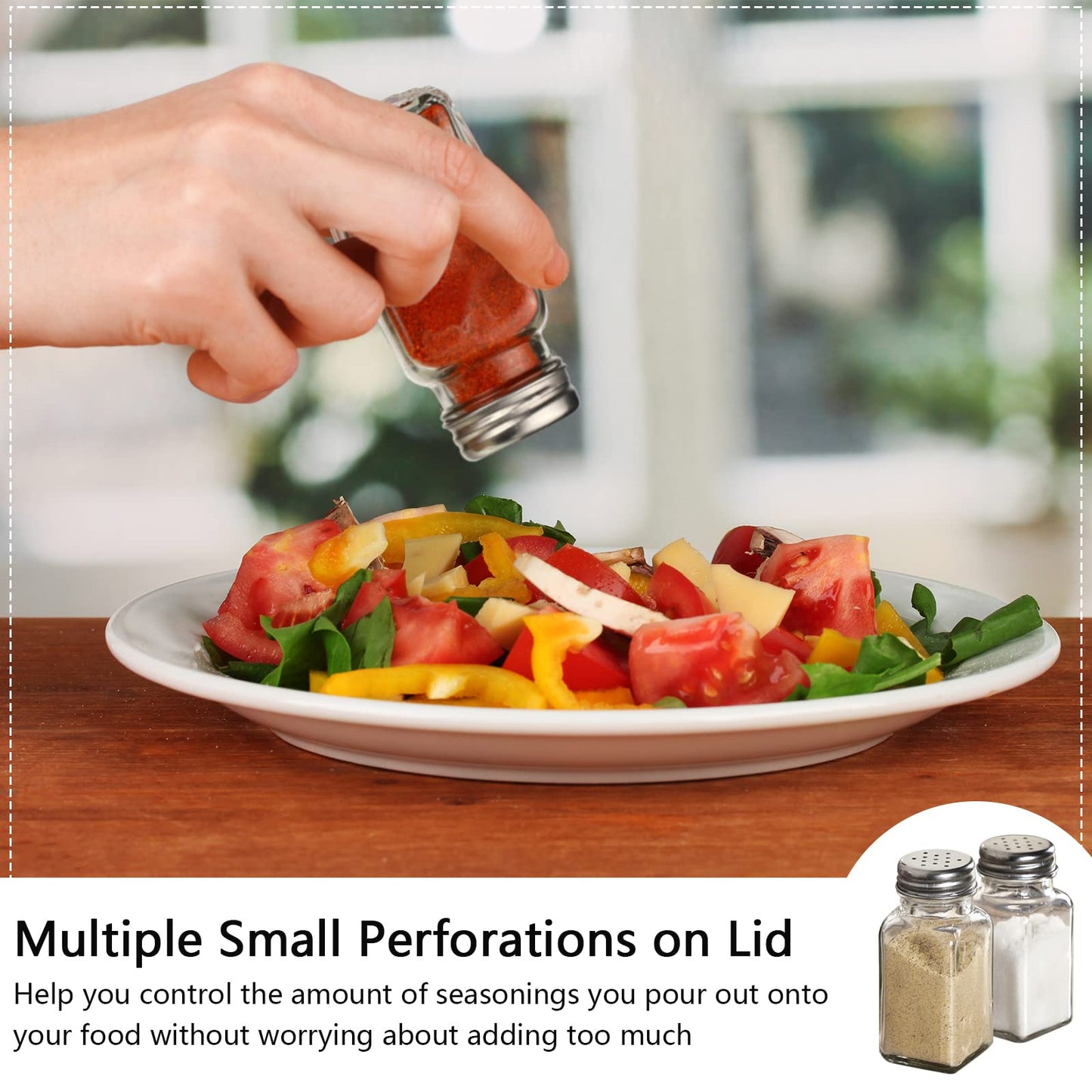 12 Pcs Salt and Pepper Shakers Set Clear Glass, Salt Shaker with Stainless Lid Spice Jars Kitchen Gadgets, Farmhouse Home Decoration Housewarming Gifts
