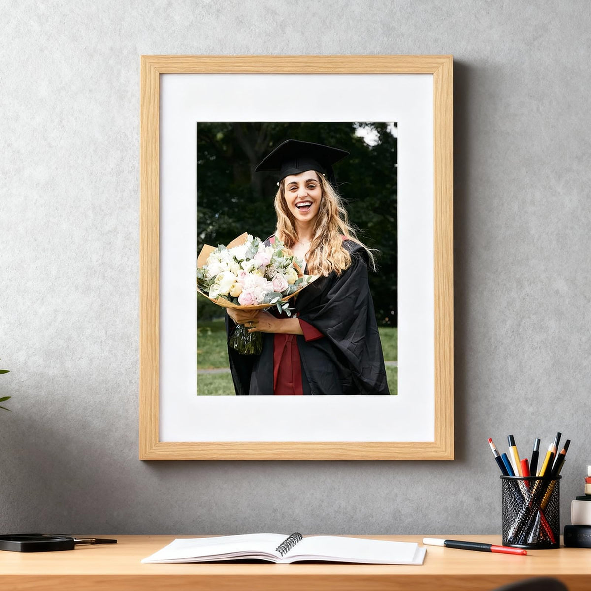TransGreen 12x16 Picture Frame Set of 3, Photo Frame Display 9x12 Pictures with Mat or 12x16 without Mat, Hang on the Wall, Beige