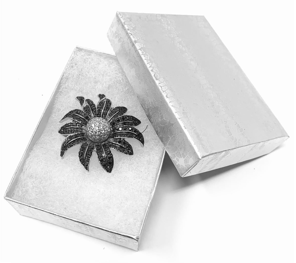RJ Displays 6 Pack Silver Foil Paper Cotton Filled Lidded Jewelry Gift Box Jewelry Set Necklace, Belt Buckle, Pendant, Brooch, Bracelet, Bangle, anklet Size- 7" x 5" x 1.25 inches