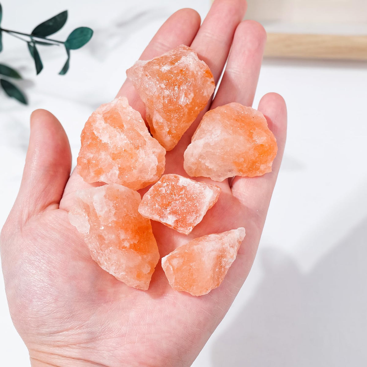 Apengshi Orange Salt Raw Crystals 2PCS Natural Rough Rocks Healing Crystal and Stones DIY Raw Stones Meditation Fountain Garden Home Decor